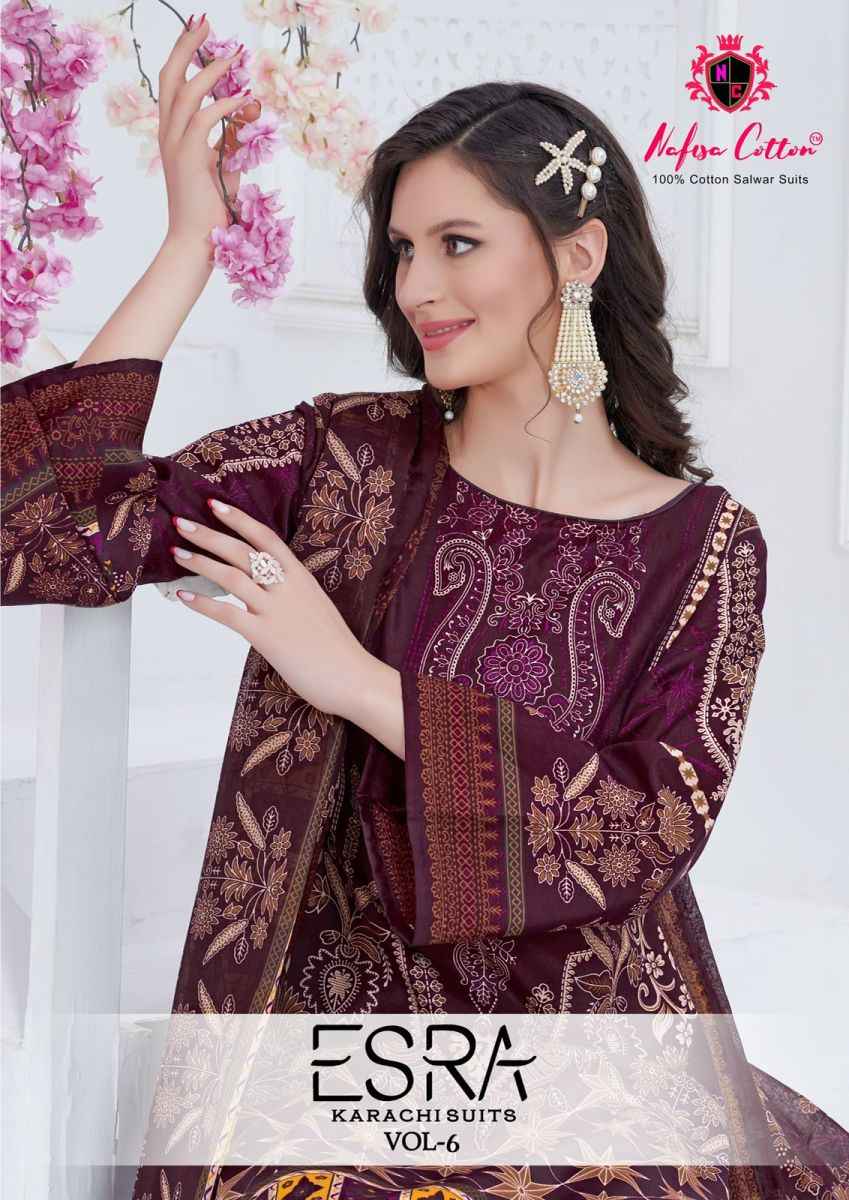 Nafisa Cotton Esra Karachi Vol 6 Cotton Dress Material 6 Pc Catalog