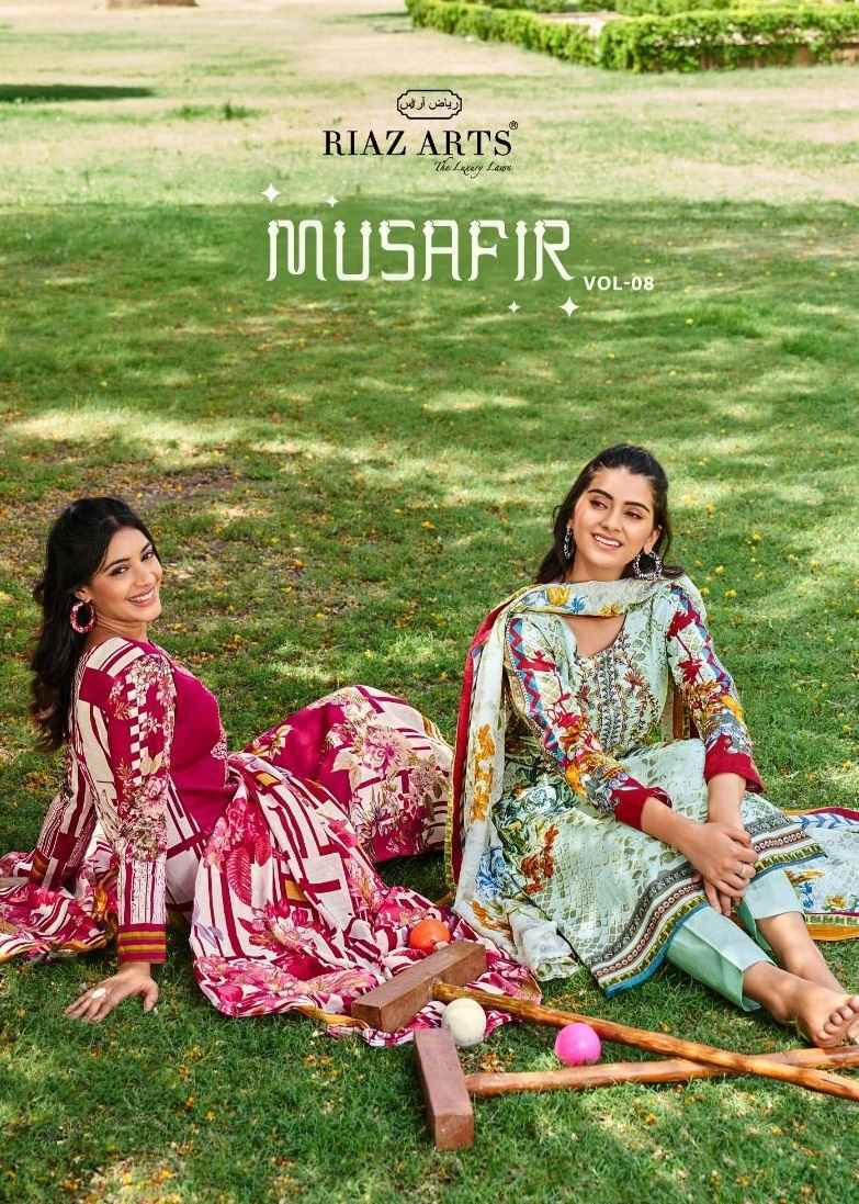 Riaz Arts Musafir Vol 8 Lawn Cotton Dress Material 6 pcs Catalogue