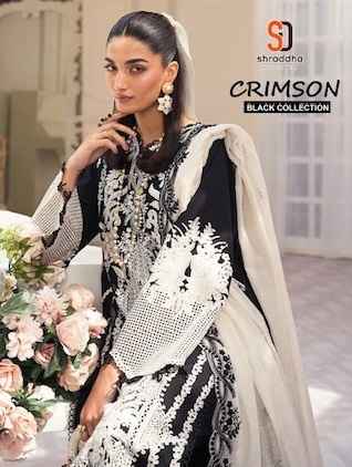 Shraddha Designer Crimson Black Collection Cotton Dress Material 4 pcs Catalogue