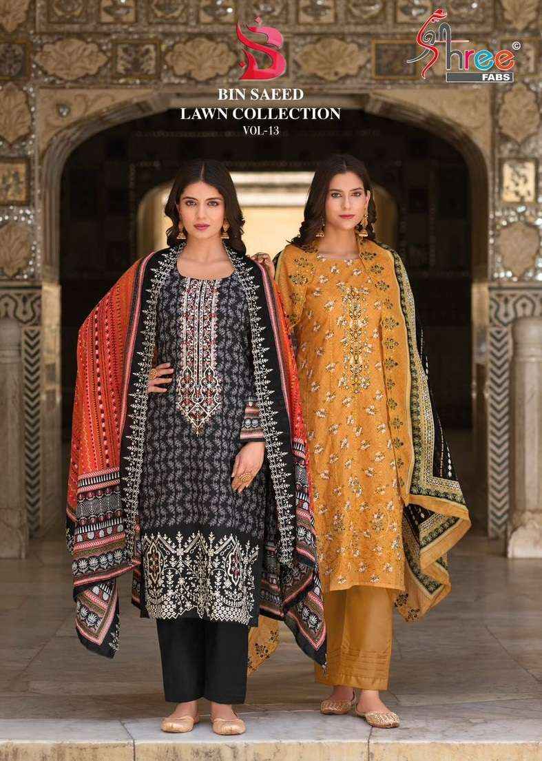 Shree Fabs Bin Saeed Lawn Collection Vol 13 Cotton Dress Material 6 pcs Catalogue