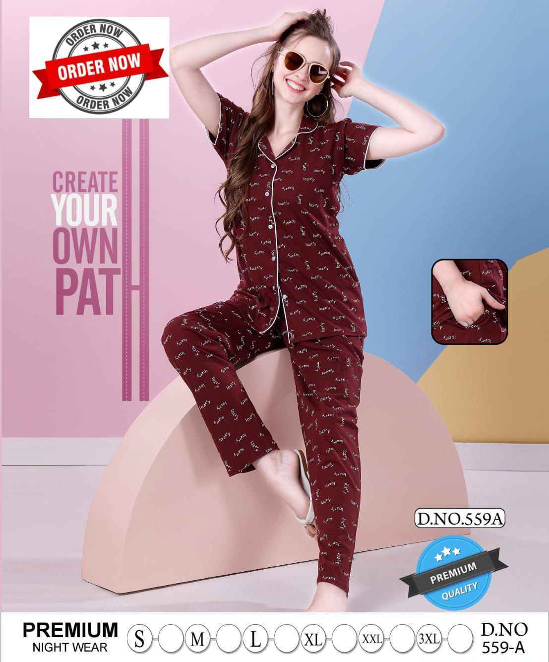 Summer Special Print Collor Night Suits With Pocket 6 Pc Catalog