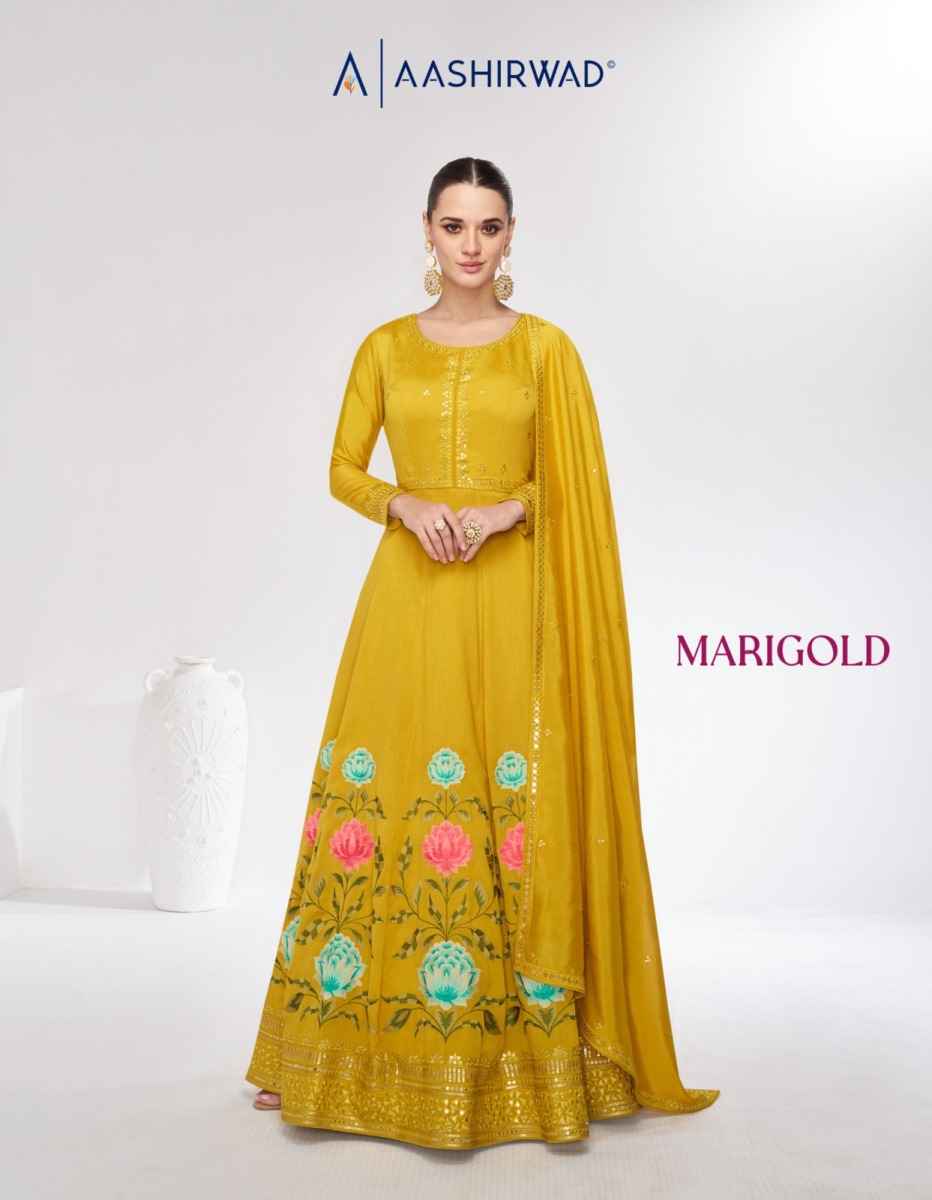 Aashirwad Creation Marigold Readymade Premium Silk Dress 2 pcs Catalogue