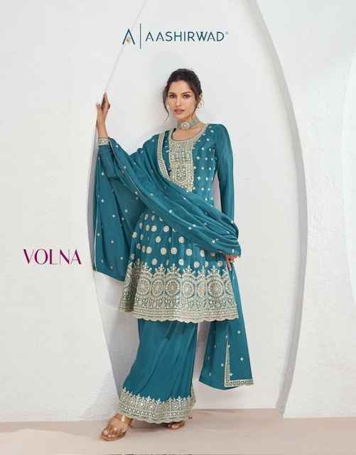 Aashirwad Creation Volna Readymade Chinon Silk Dress 4 pcs Catalogue