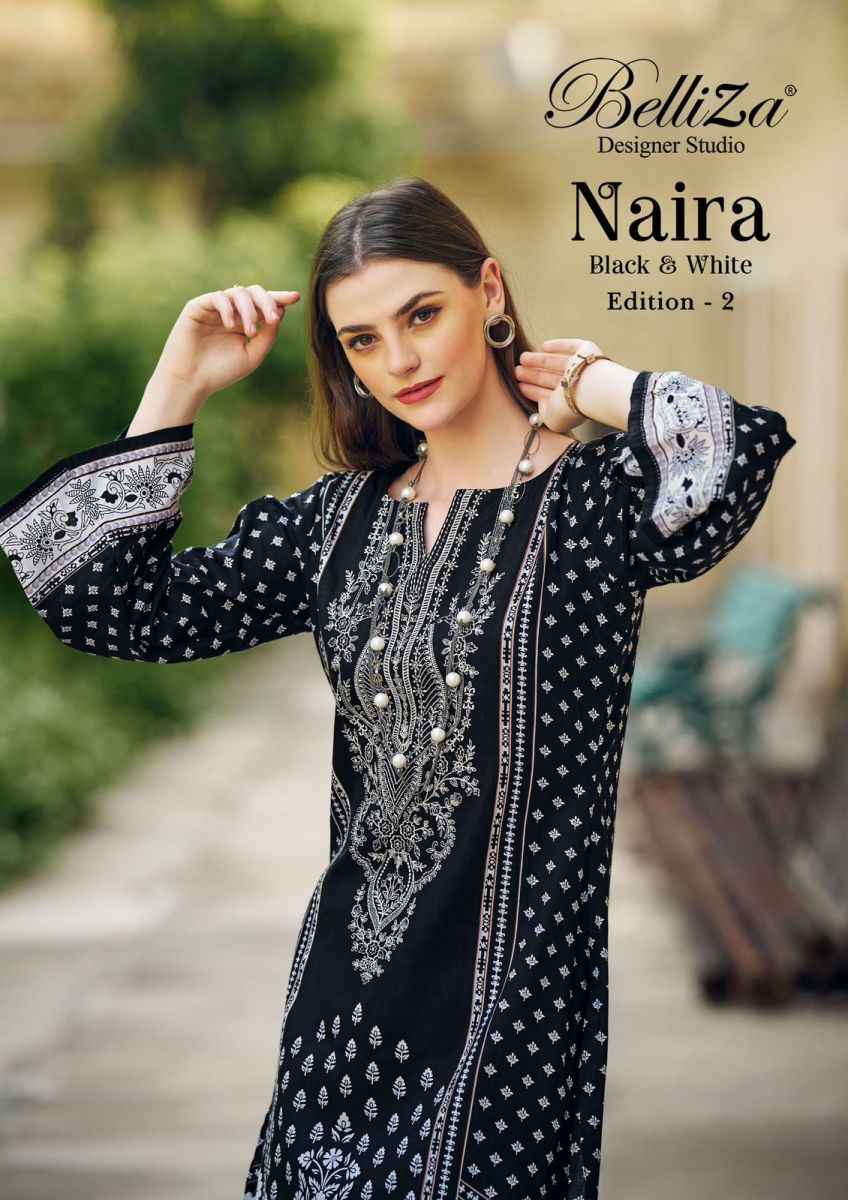 Belliza Naira Black & White Edition 2 Cotton Dress Material 8 pcs Cataloge
