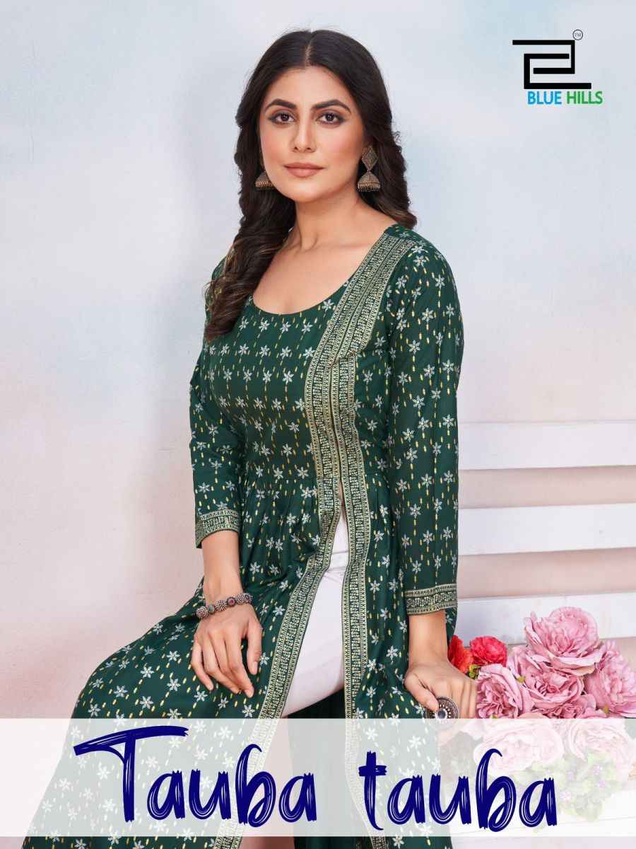 Blue Hills Tauba Tauba Rayon Kurti 6 pcs Catalogue