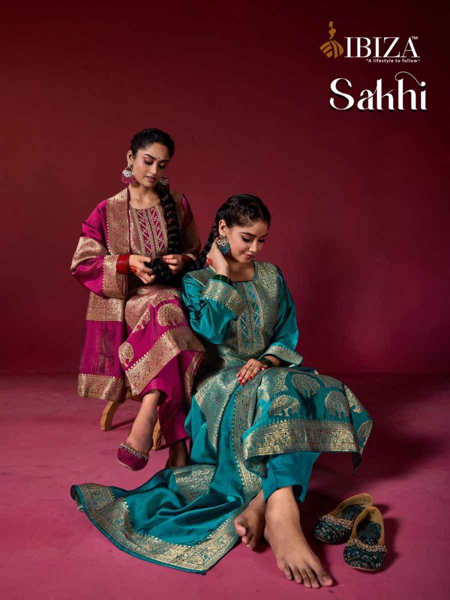 Ibiza Sakhi Silk Jacquard Dress Material 4 pcs Catalogue