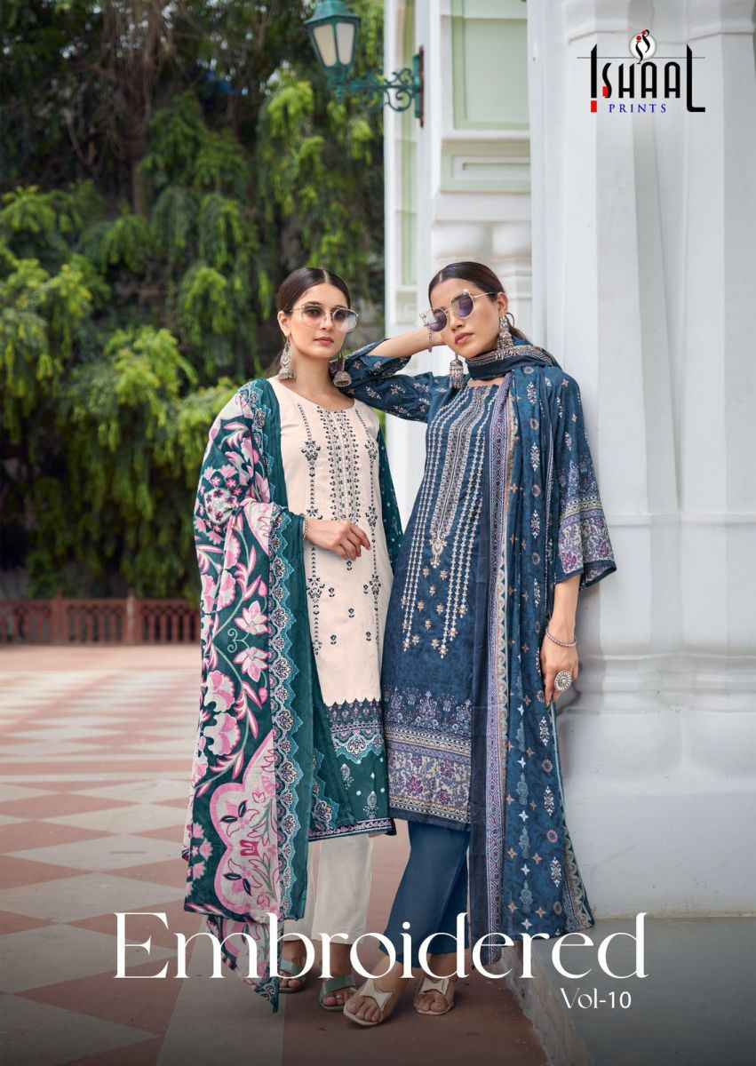 Ishaal Embroidered Vol 10 Lawn Dress Material Ladies Suits In Best Price