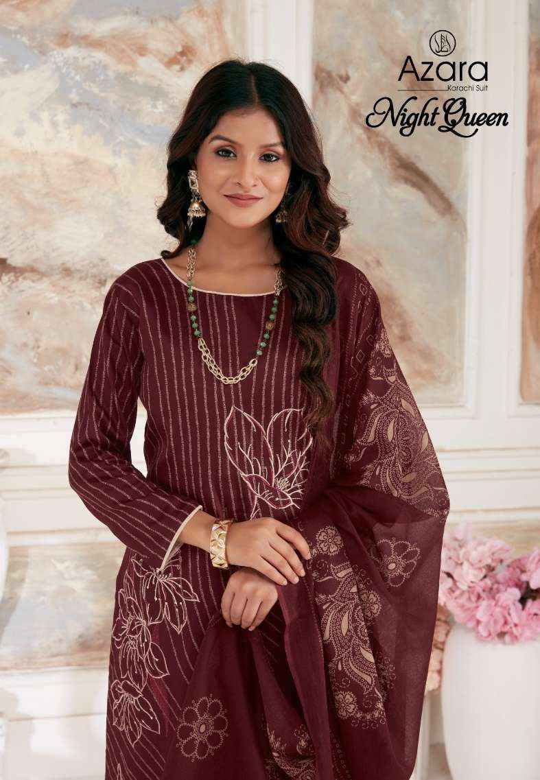Radhika Fashion Azara Night Queen Jam Cotton Dress Material 4 pcs Catalogue