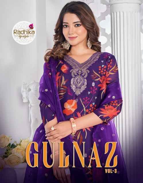 Radhika Lifestyle Gulnaz Vol-3 Readymade Organza Silk Dress 5 pcs Catalogue