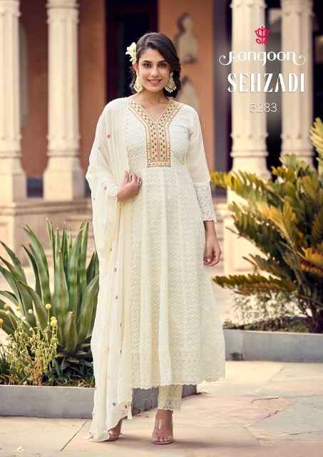 Rangoon Sehzadi Schiffli Georgette Kurti Combo 4 pcs Catalogue