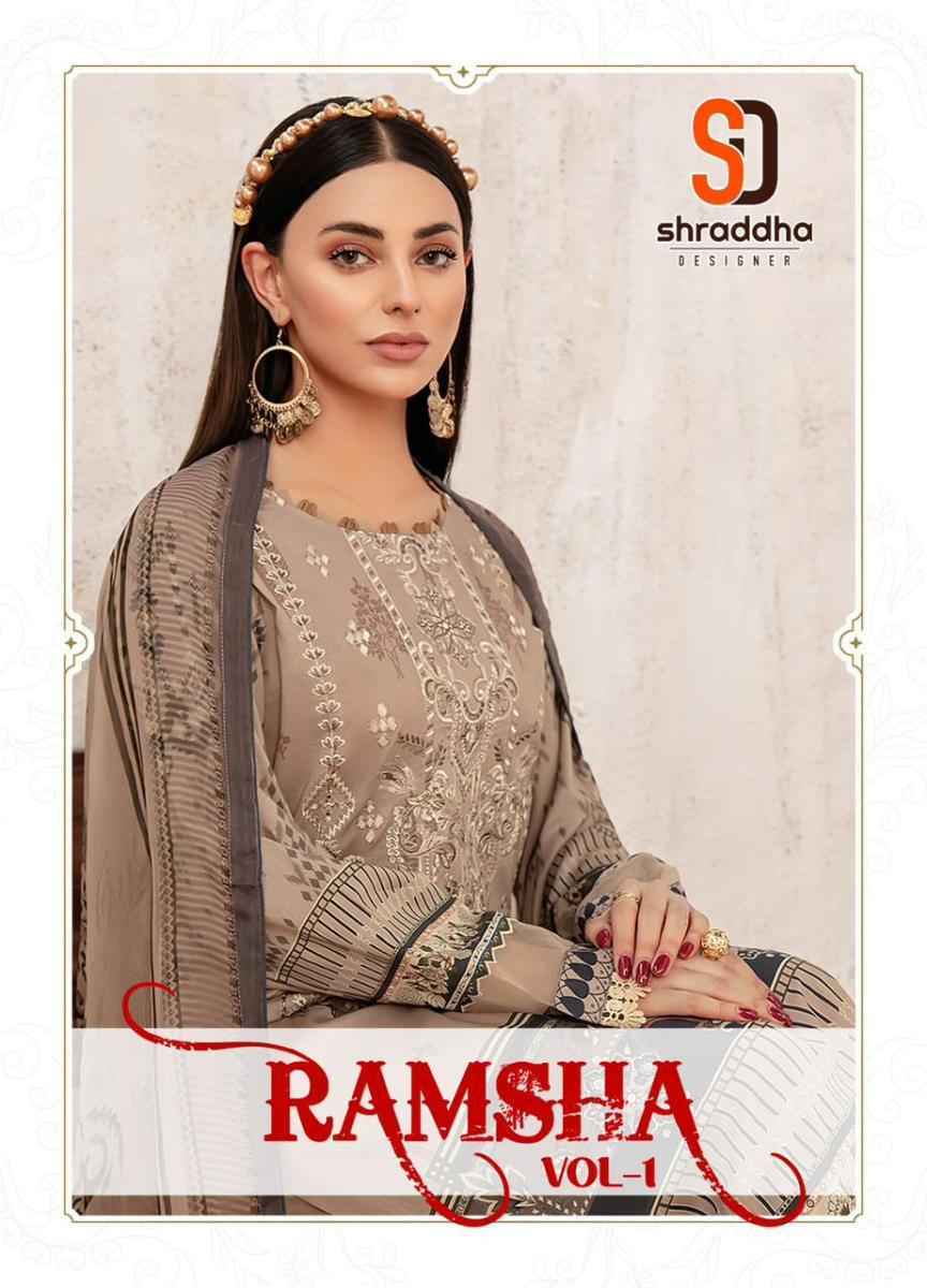 Shraddha Designer Ramsha Vol-1 Lawn Cotton Dress Material 4 pcs Catalogue