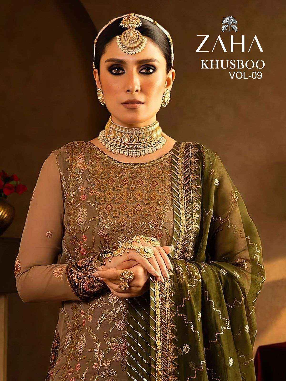 Zaha Khusboo Vol 9 Georgette Dress Material 3 pcs Catalogue