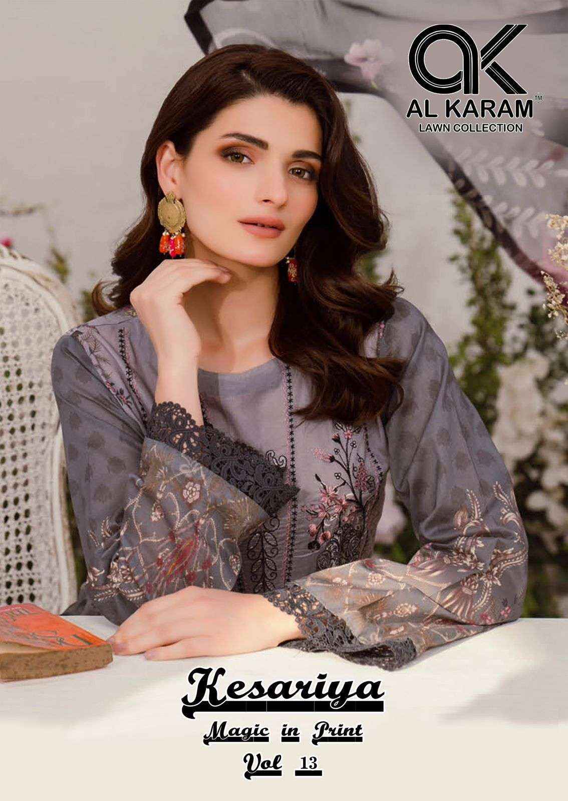 Al Karam Kesariya Magic In Print Vol 13 Cotton Dress Material 6 pcs Catalogue