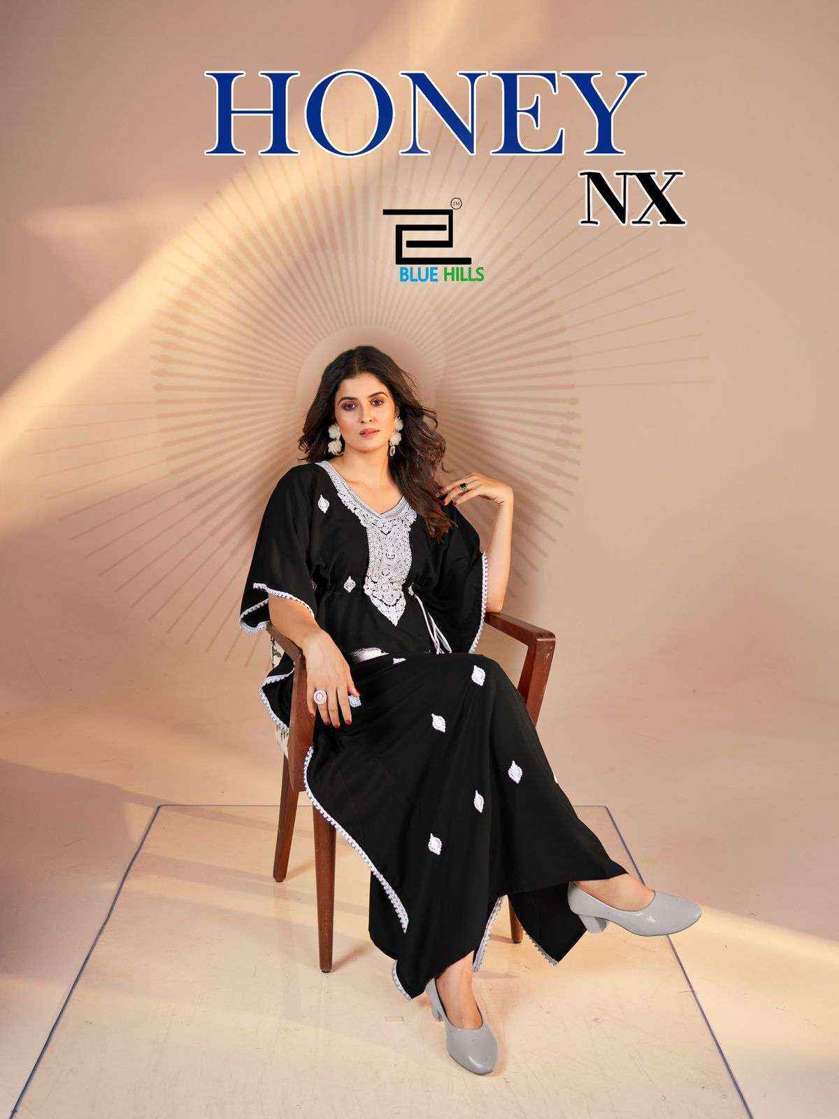 Blue Hills Honey Nx Rayon Kaftan 5 pcs Catalogue 