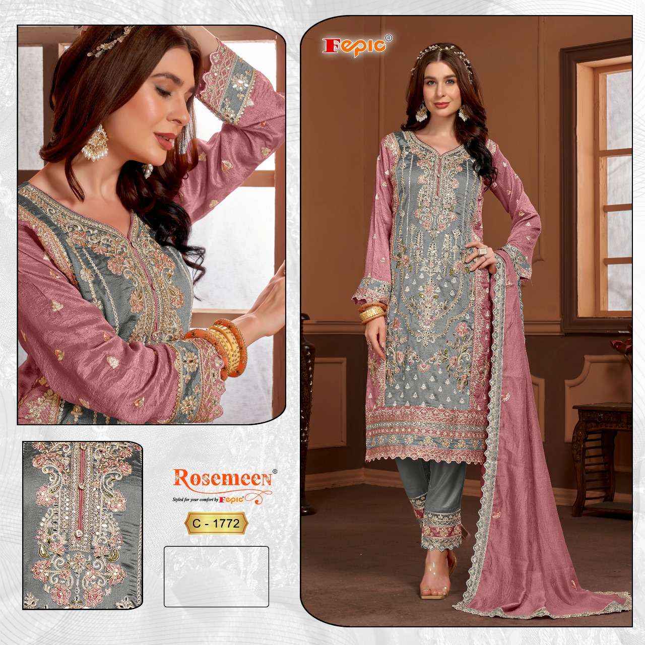 Fepic Rosemeen C 1772 Readymade Vichitra Silk Dress 2 pcs Catalogue