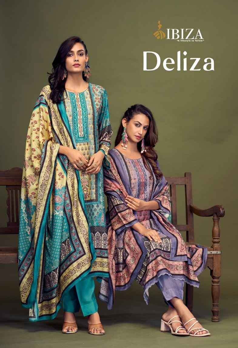 Ibiza Deliza Muslin Dress Material 4 pcs Catalogue