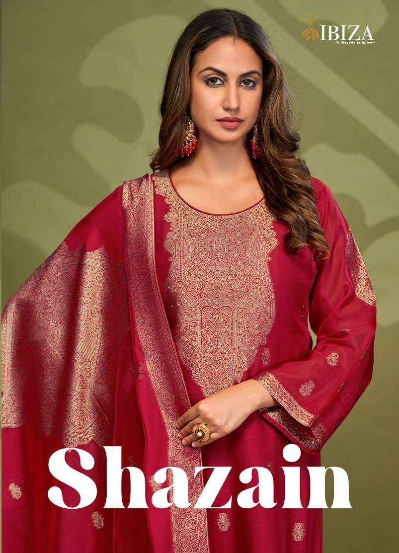 Ibiza Shazain Silk Jacquard Dress Material 4 pcs Catalogue