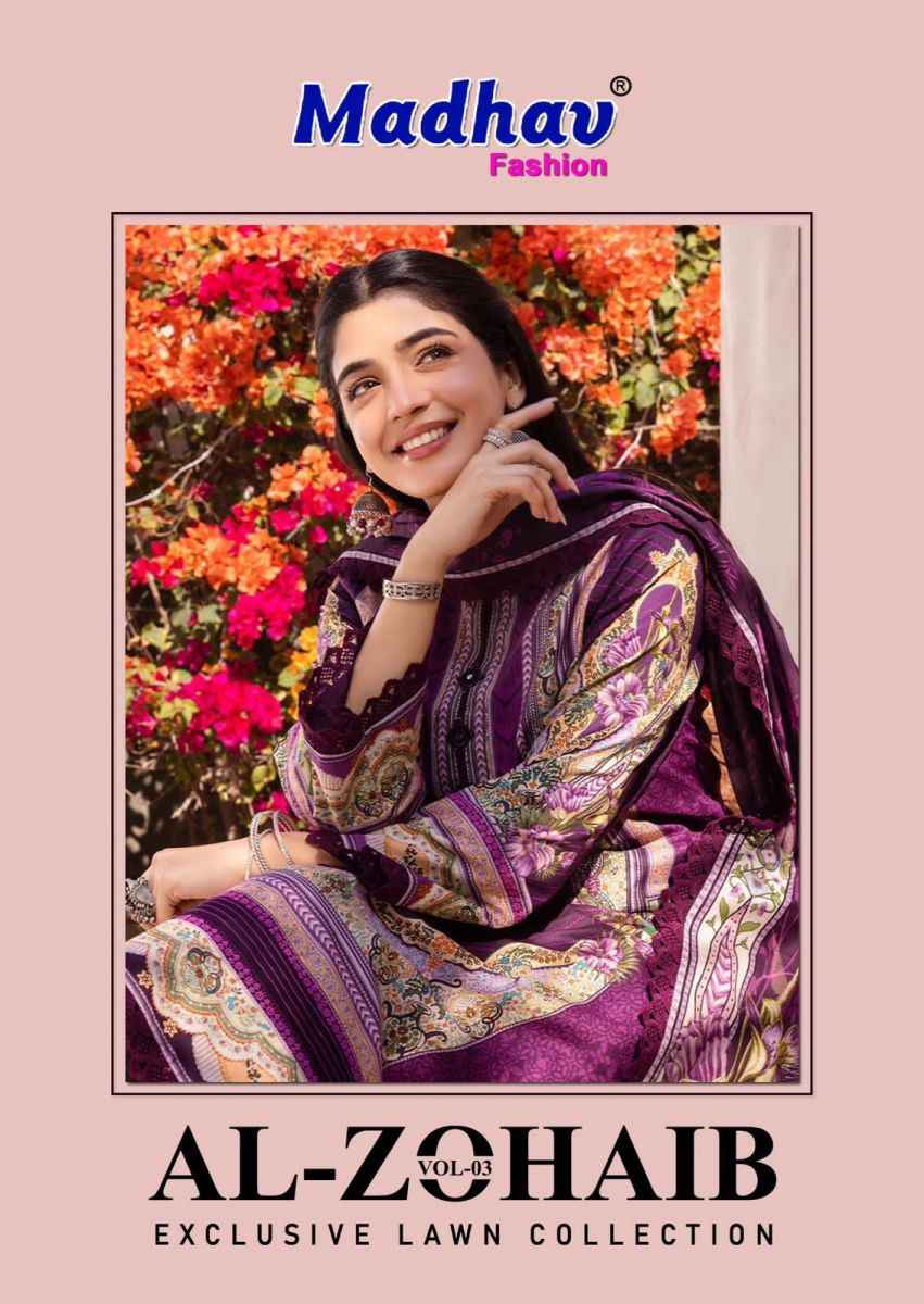 Madhav Fashion Al Zohaib Vol 3 Lawn Cotton Dress Material 6 pcs Catalogue