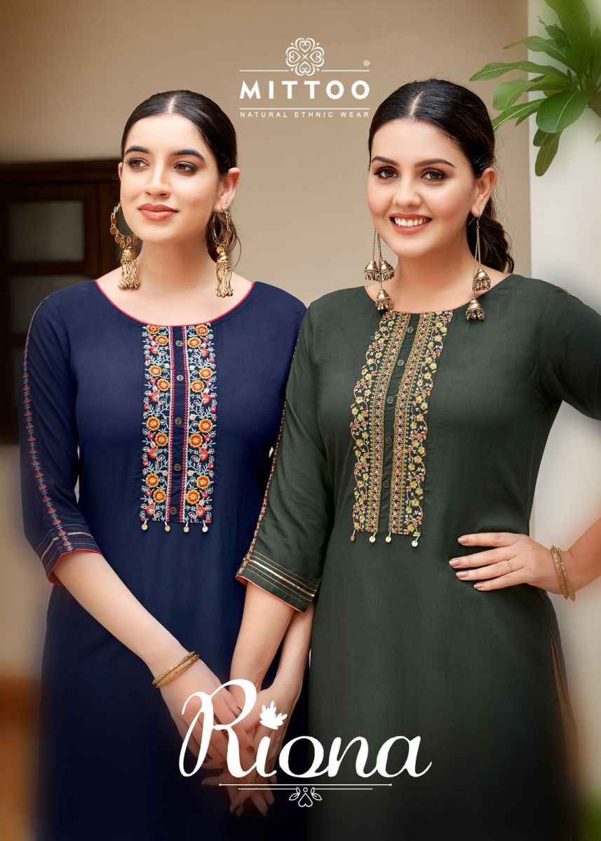 Mittoo Riona Rayon Kurti 6 pcs Catalogue