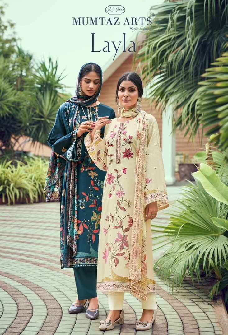 Mumtaz Arts Layla Jam Satin Dress Material 4 pcs Catalogue