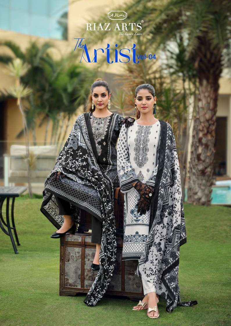 Riaz Arts The Artist Vol 4 Lawn Cotton Dress Material 8 pcs Catalogue