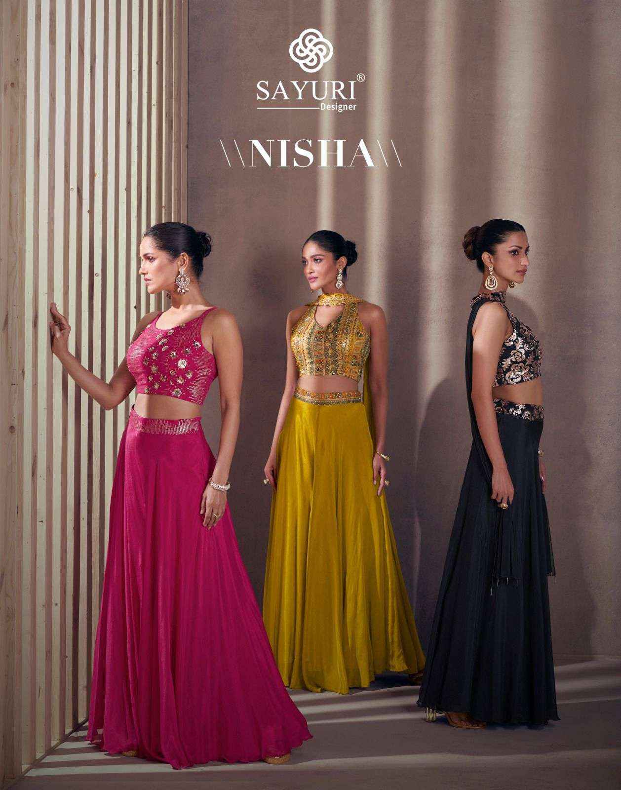 Sayuri Designer Nisha Readymade Chinon Silk Dress 5 pcs Catalogue