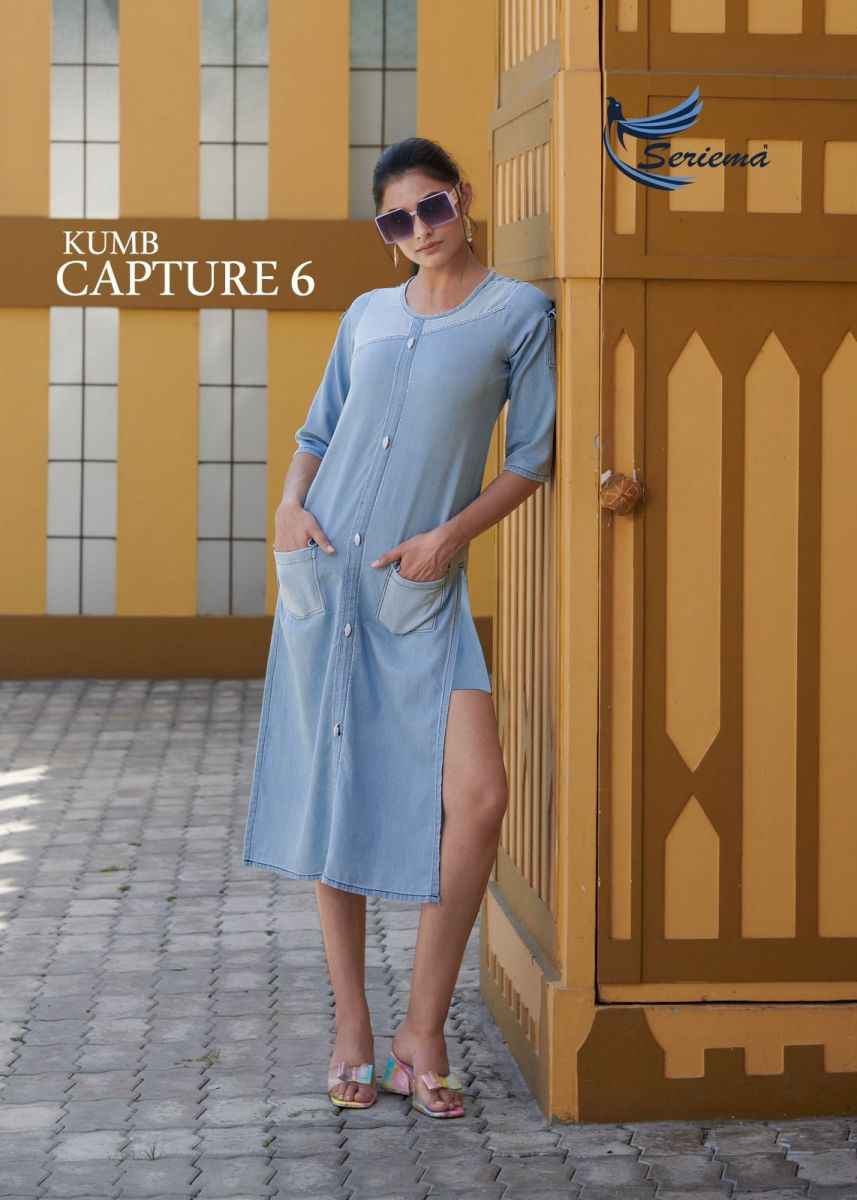 Seriema Kumb Capture Vol 6 Cotton Denim Kurti 8 pcs Catalogue