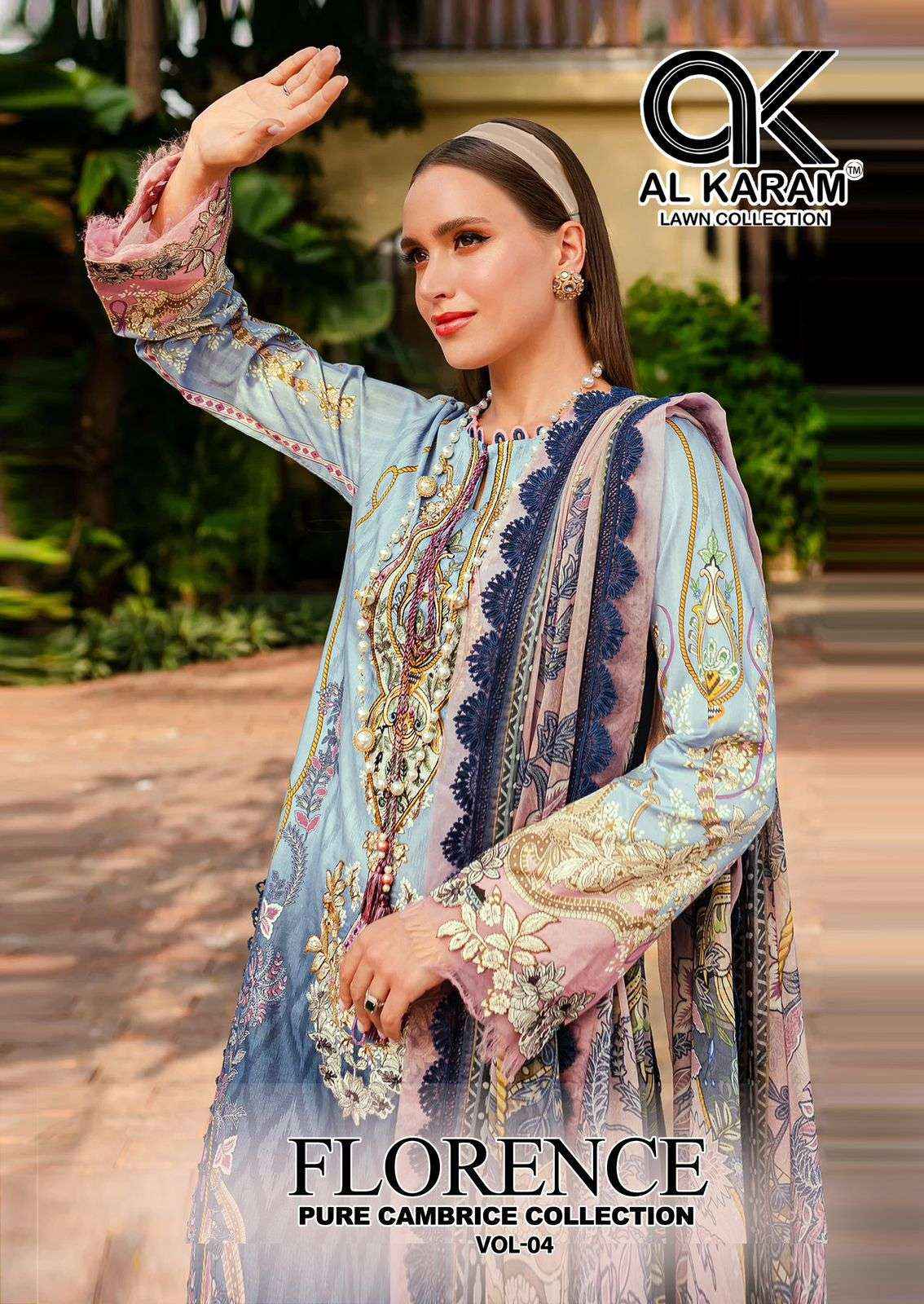 Al Karam Florence Vol 4 Cambric Cotton Dress Material 6 pcs Catalogue