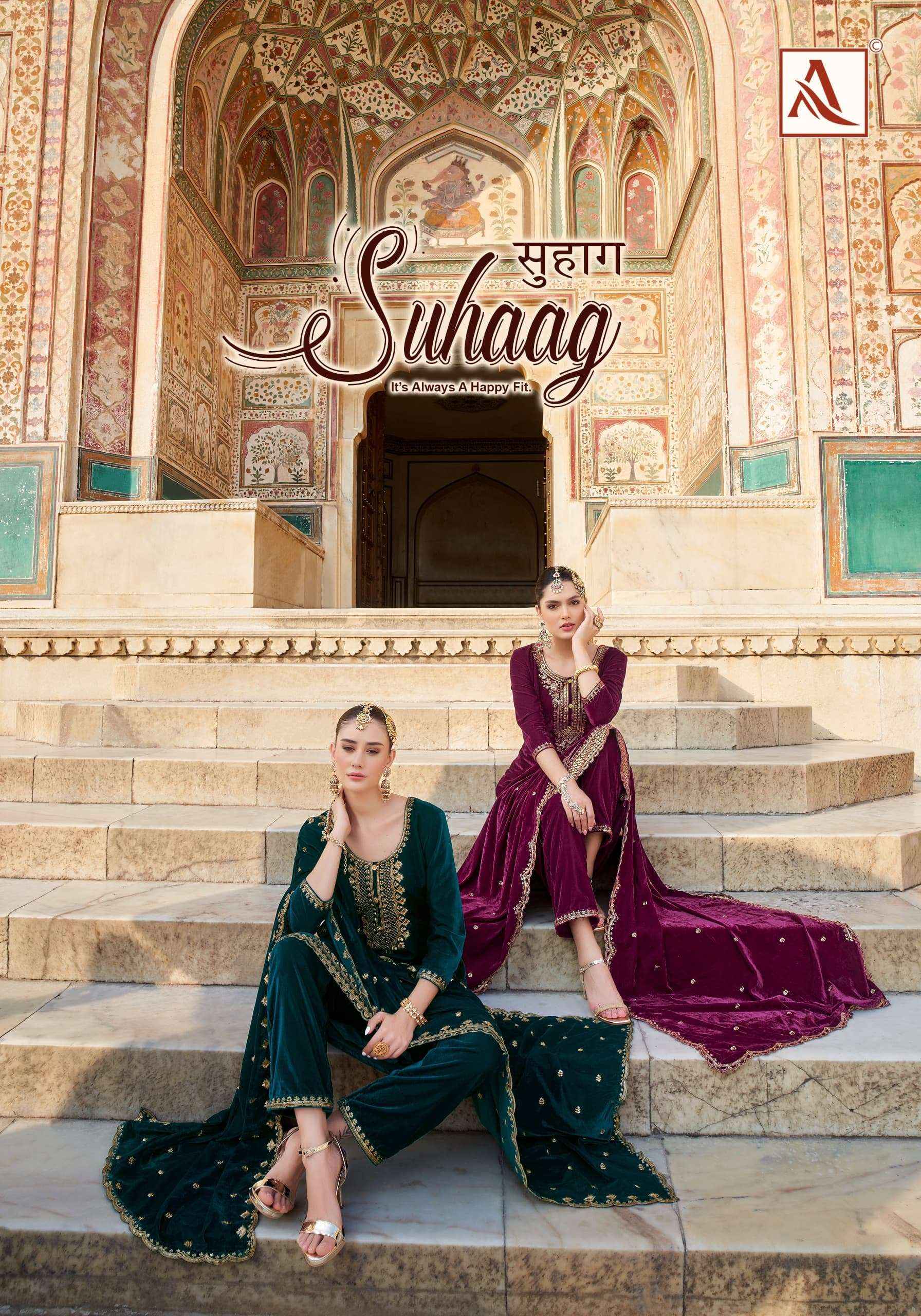 Alok Suhaag Velvet Dress Material 4 pcs Catalogue