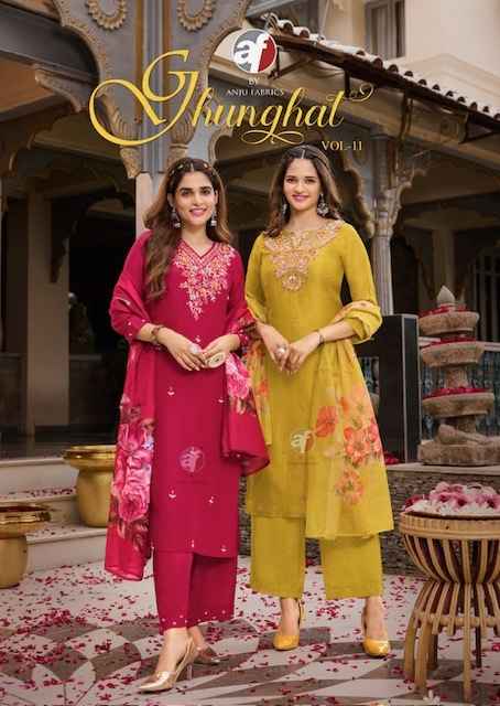 Anju Fabrics Ghunghat Vol 11 Readymade Silk Dress 6 pcs Catalogue