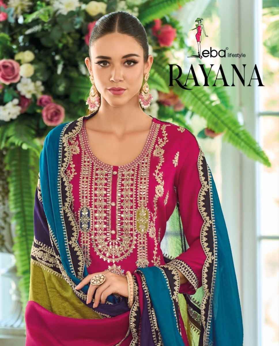 Eba Lifestyle Rayana Readymade Chinon Dress 4 pcs Catalogue