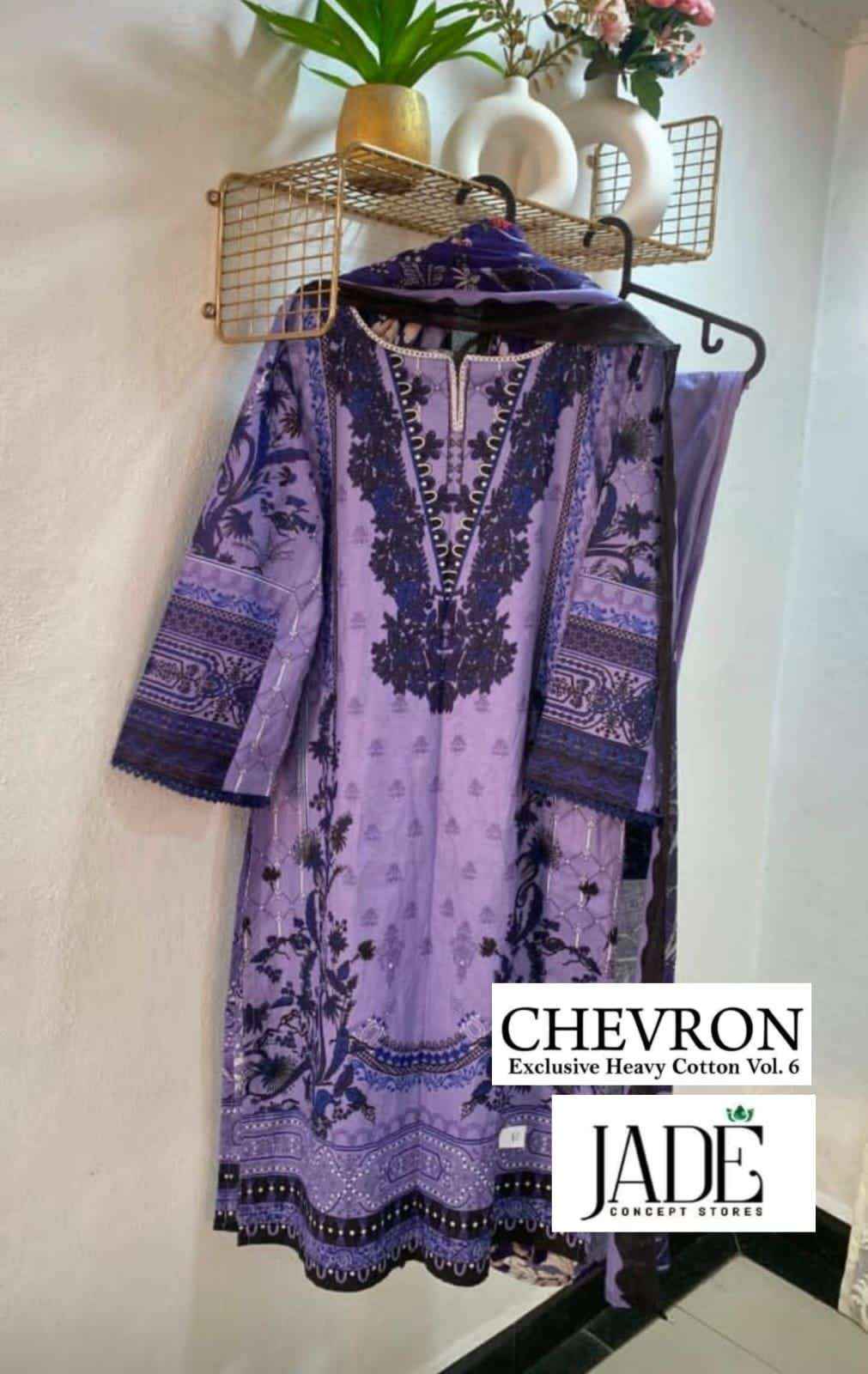 Jade Chevron Exclusive Heavy Cotton Vol 6 Readymade  Lawn Cotton Dress 6 pcs Catalogue