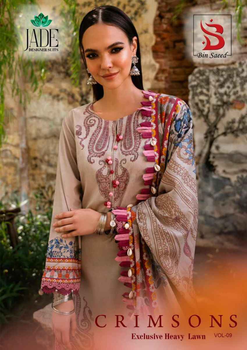 Jade Crimson Exclusive Heavy Lawn Collection Vol 9 Cotton Dress Material 6 pc Cataloge