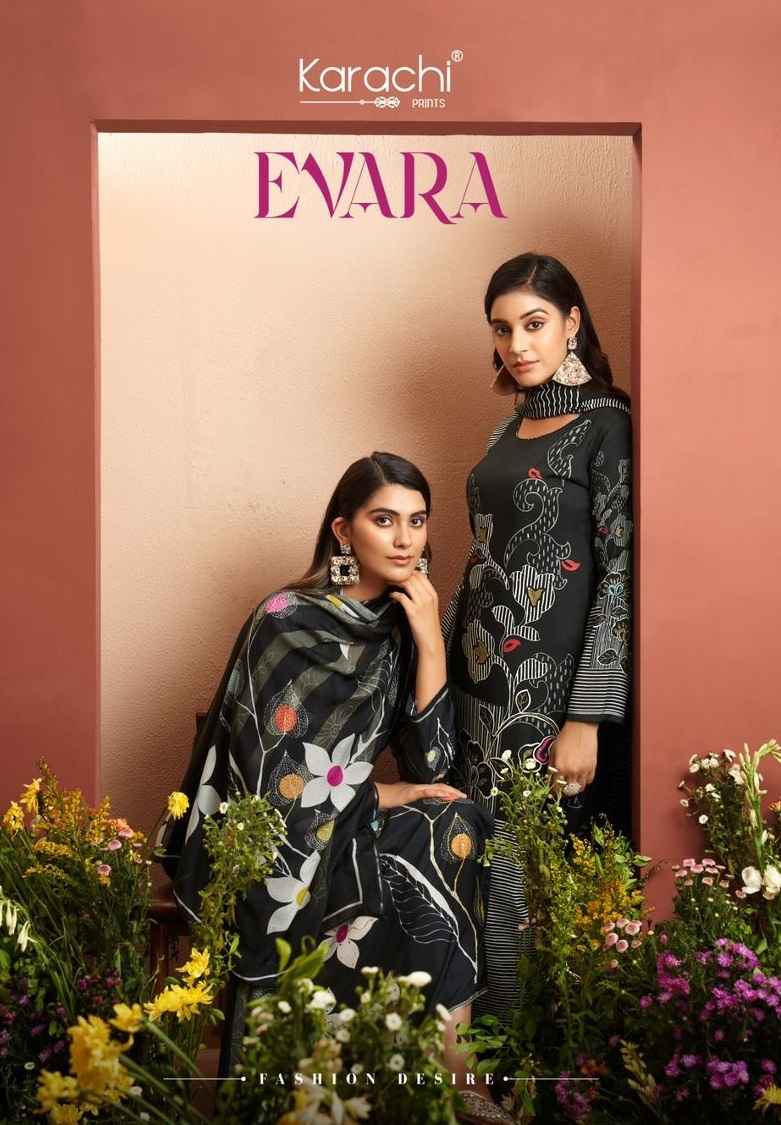 Kesar Karachi Prints Evara Muslin Dress Material 4 pcs Catalogue