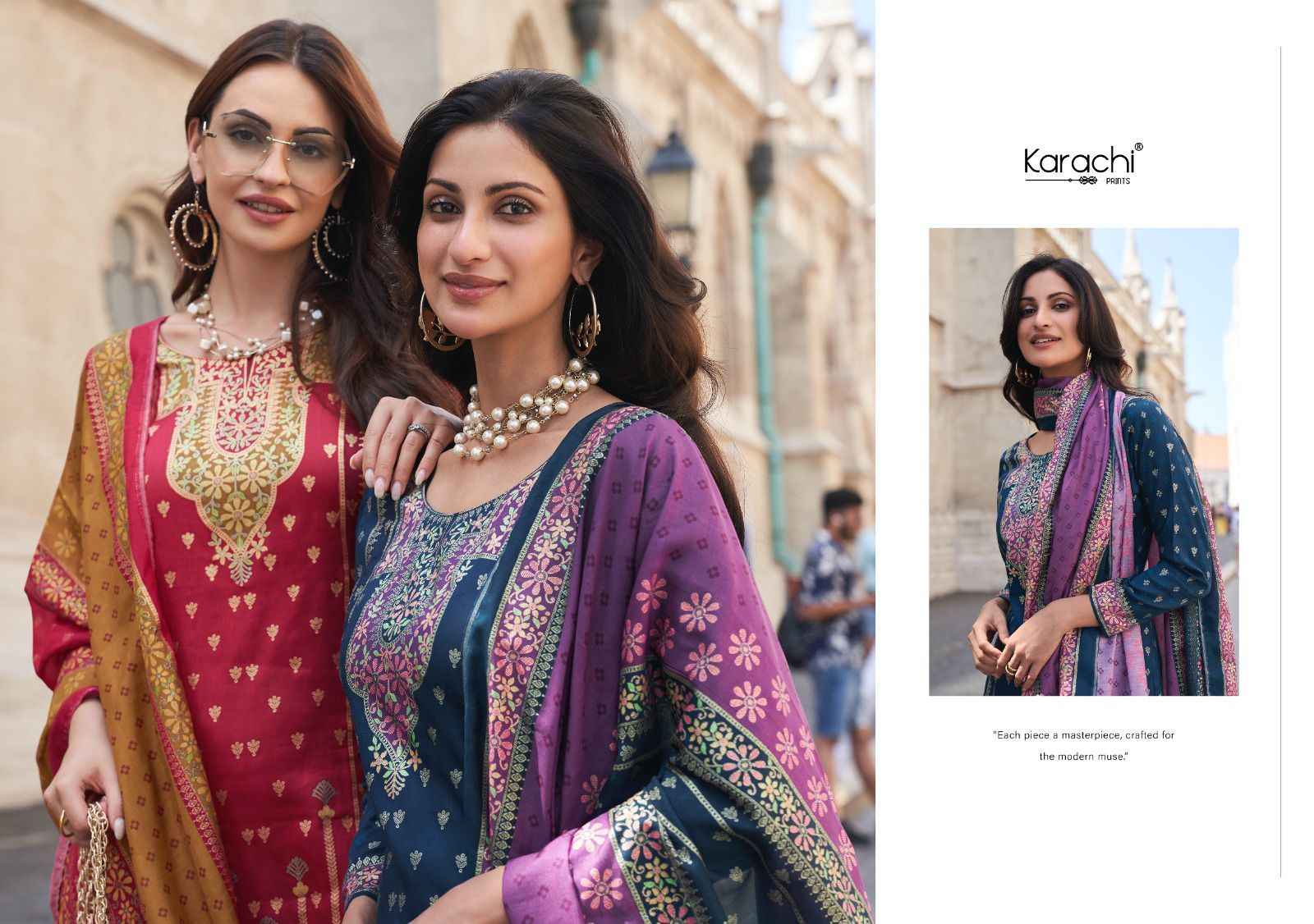 Kesar Karachi Prints Glamaurous Viscose Dress Material 4 pcs Catalogue