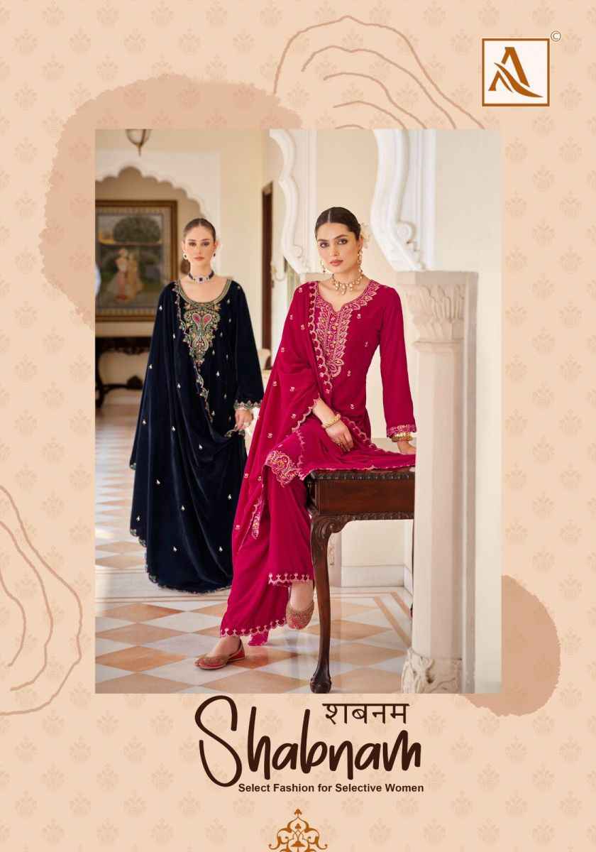 Alok Shabnam Velvet Dress Material 4 pcs Catalogue