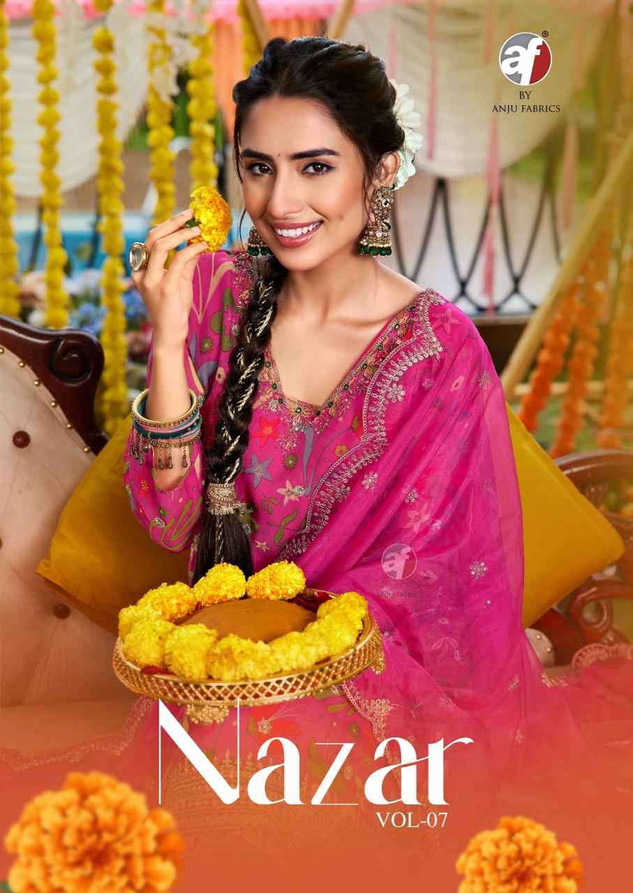 Anju Fabrics Nazar Vol 7 Organza Kurti Combo 6 pcs Catalogue