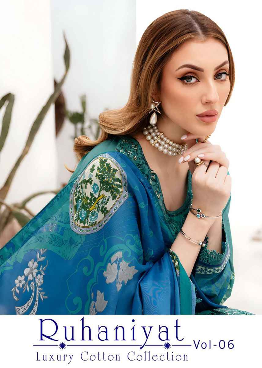 Asifa Nabeel Ruhaniyat Vol 6 Cotton Dress Material 6 pcs Catalogue