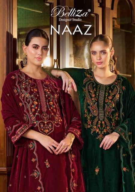 Belliza Naaz Velvet Dress Material 4 pcs Catalogue