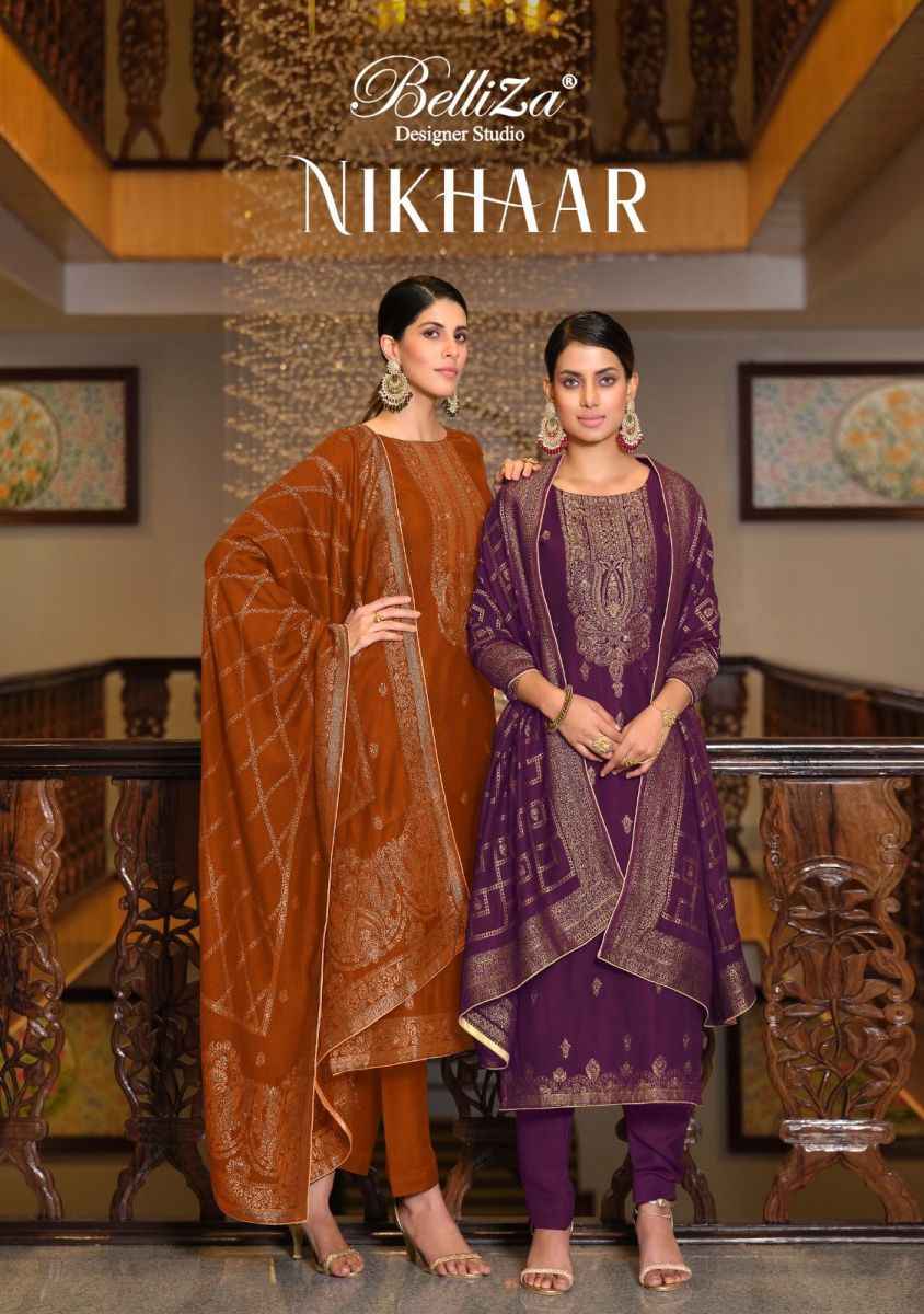 Belliza Nikhaar Viscose Musline Dress Material 6 pcs Catalogue