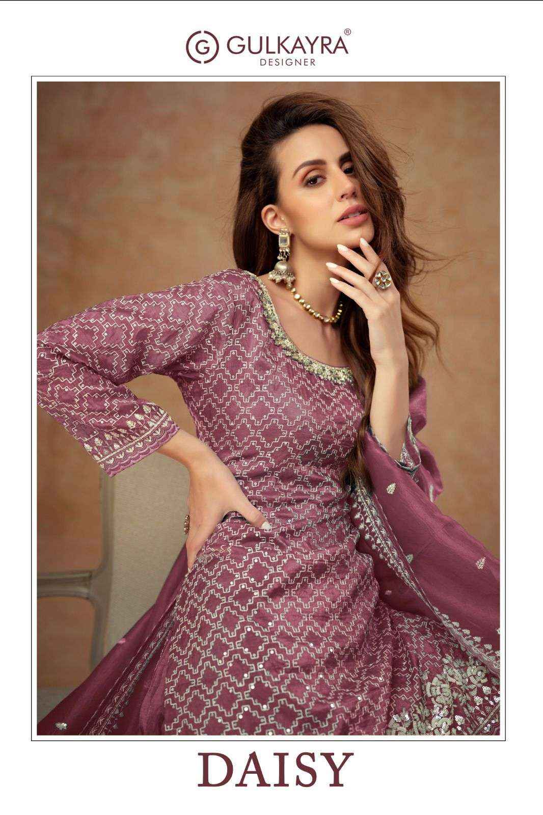 Gulkayra Designer Daisy Readymade Silk Dress 3 pcs Catalogue