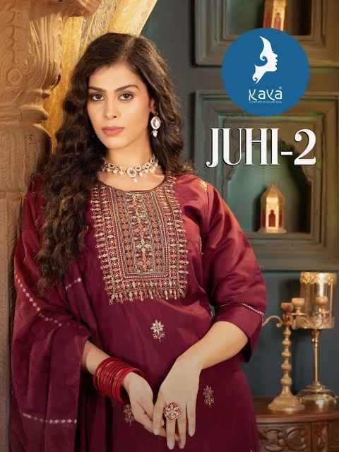 Kaya Juhi Vol 2 Readymade Roman Silk Dress 8 pcs Catalogue