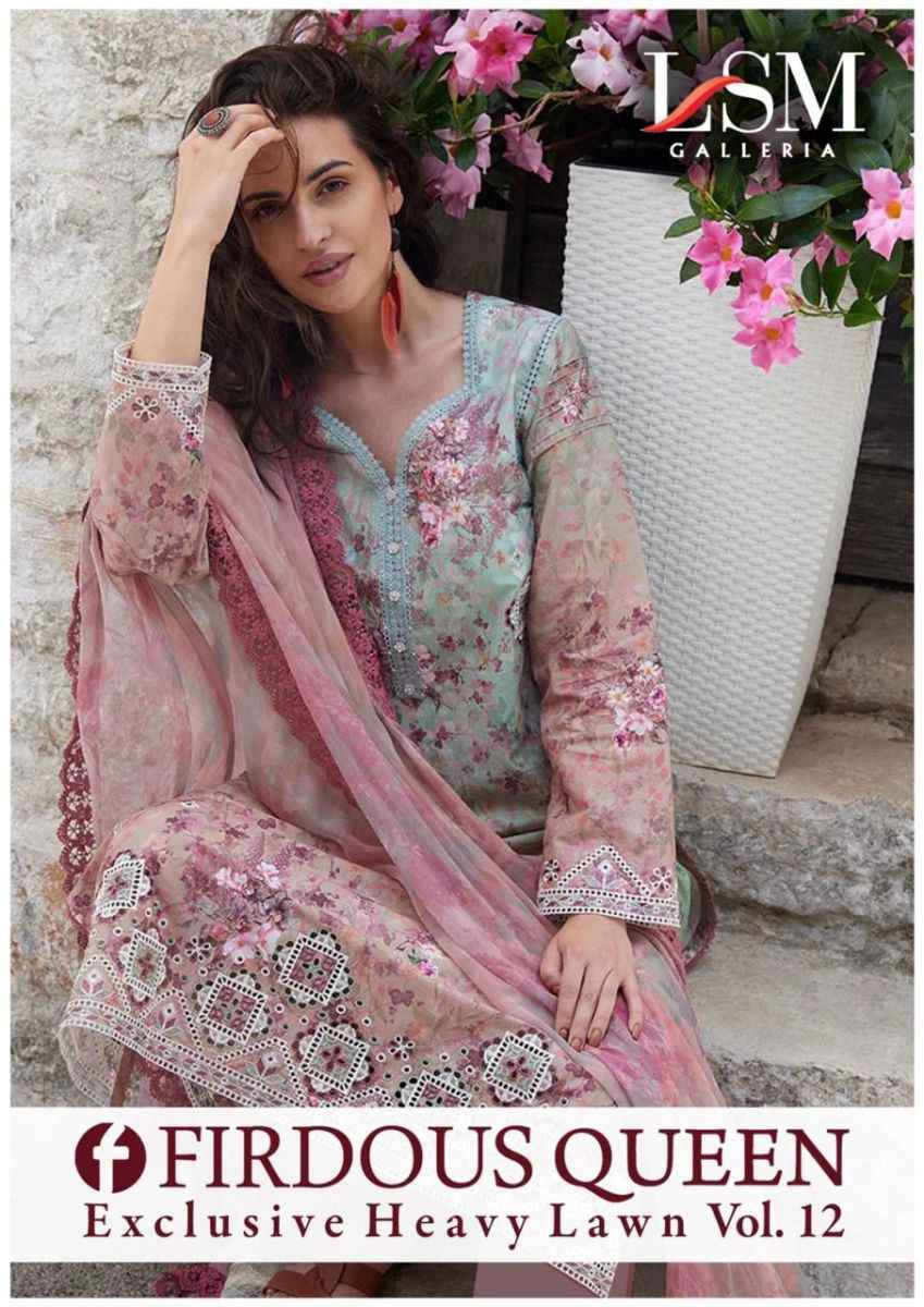 LSM Galleria Firdous Queen Lawn Vol 12 Lawn Cotton Dress Material 6 pcs Catalogue