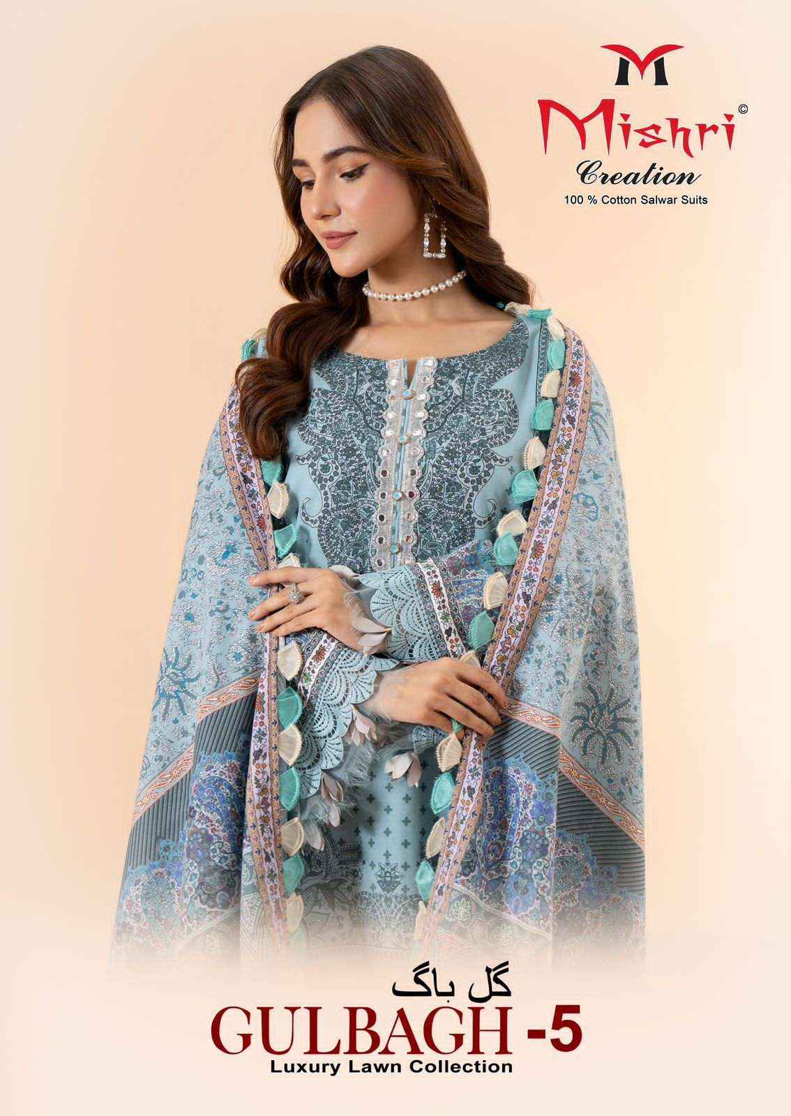 Mishri Creation Gulbagh 5 Lawn Cotton Dress Material 6 pcs Catalogue