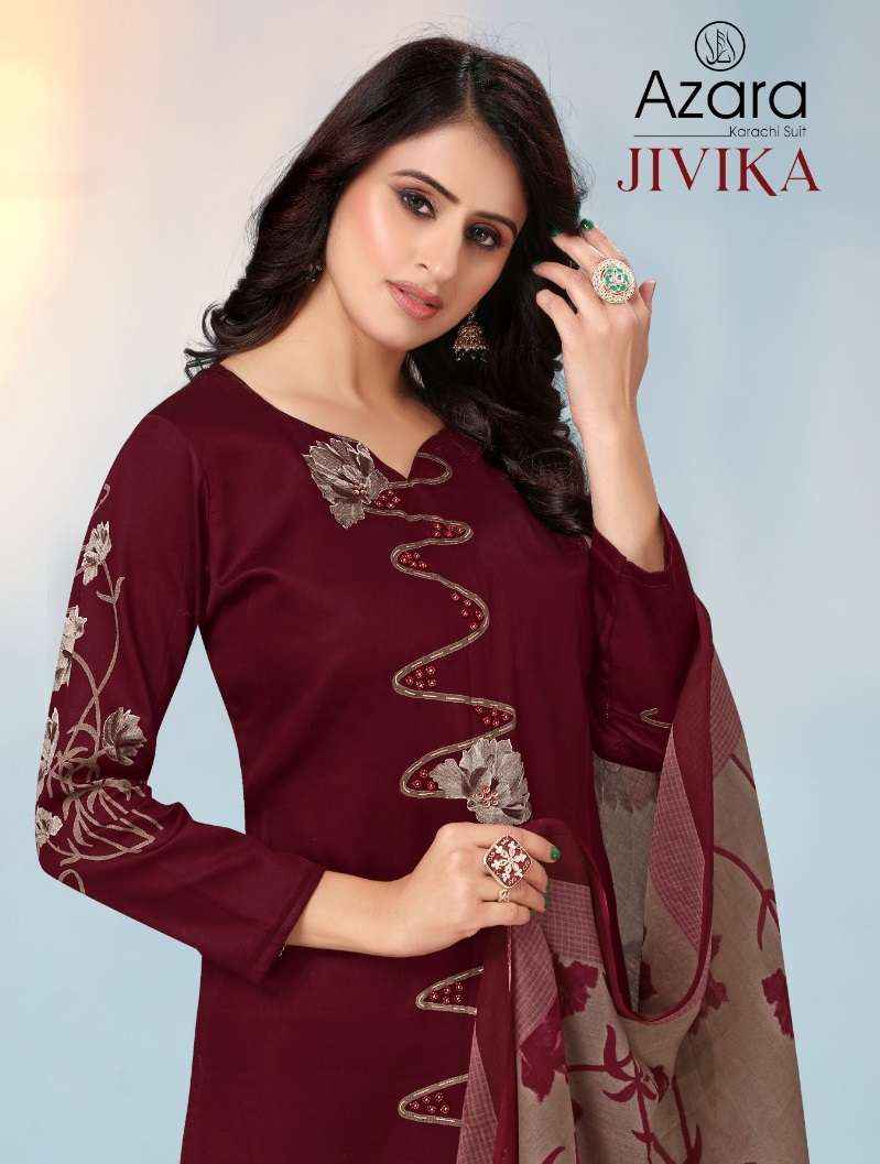 Radhika Fashion Azara Jivika Jam Cotton Dress Material 4 pcs Catalogue