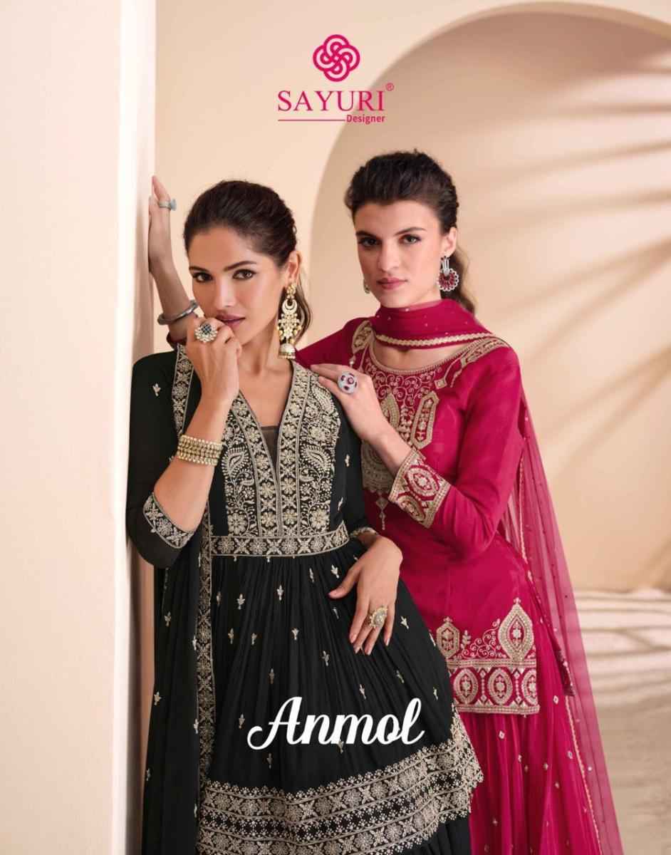 Sayuri Designer Anmol Readymade Real Chinon Silk Dress 3 pcs Catalogue