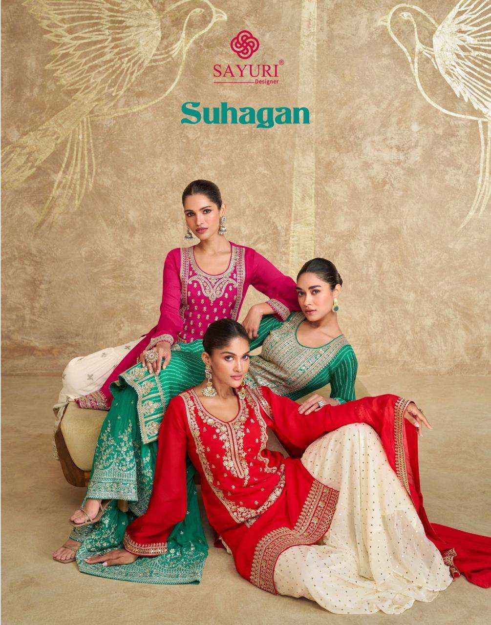 Sayuri Designer Suhagan Readymade Chinon Silk Dress 3 pcs Catalogue