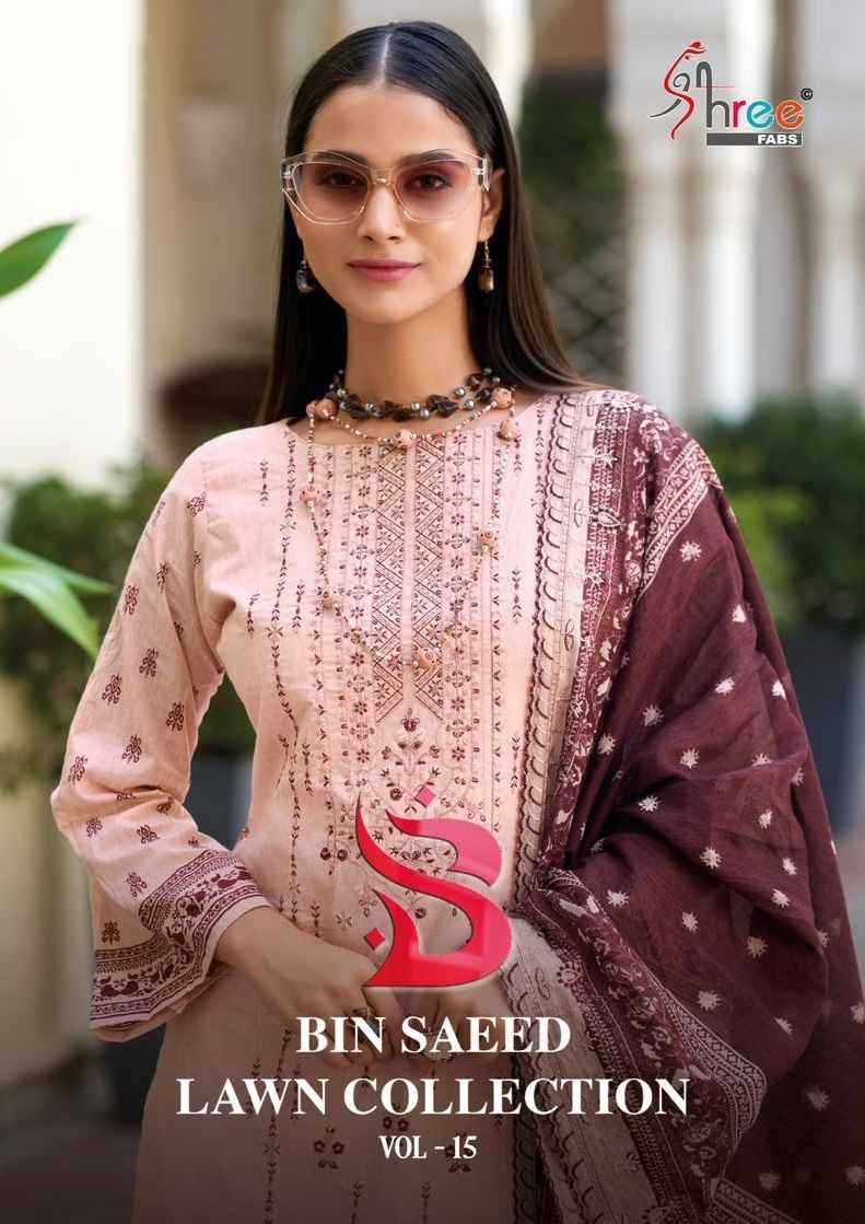 Shree Fabs Bin Saeed Lawn Collection Vol 15 Cotton Dress Material 6 pcs Catalogue