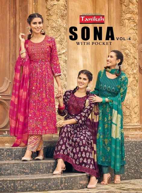 Taniksh Sona Vol 4 Rayon Kurti Combo 8 pcs Catalogue