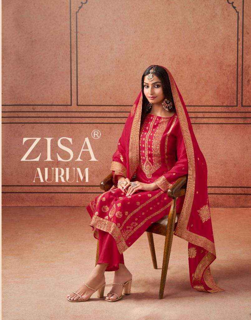 Zisa Aurum Silk Jacquard Dress Material 5 pcs Catalogue